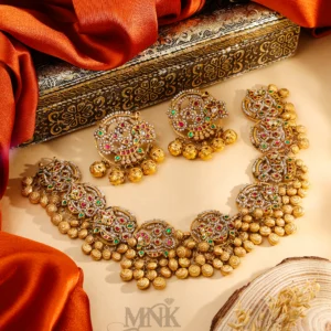 Regal Gold Bead Drop Necklace