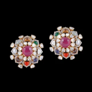 Noble Floral Ruby Earrings