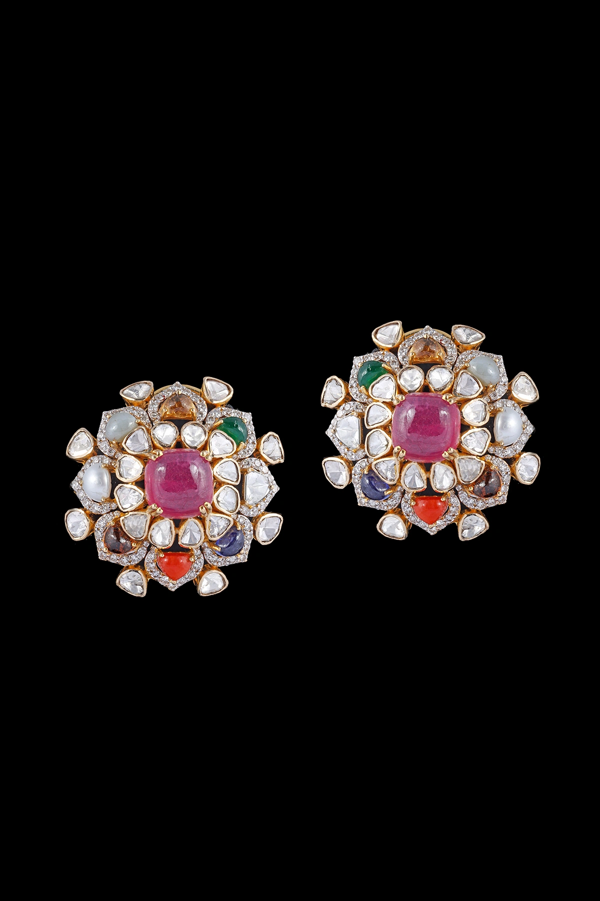 Noble Floral Ruby Earrings