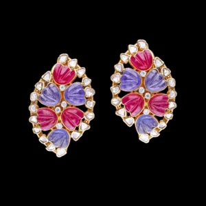 Opulent Ruby Floral Earrings