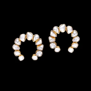 Pristine Crescent Polki Earrings