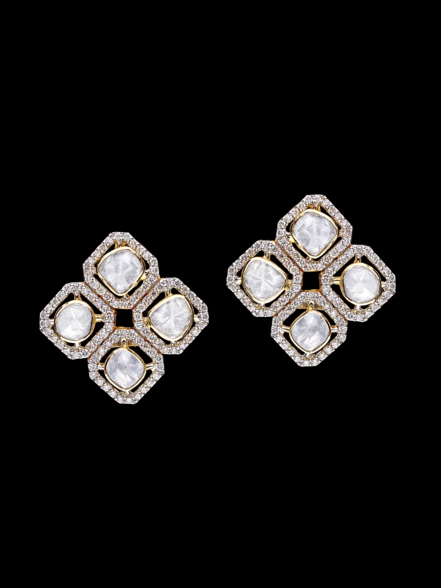 Radiant Quatrefoil Polki Earrings