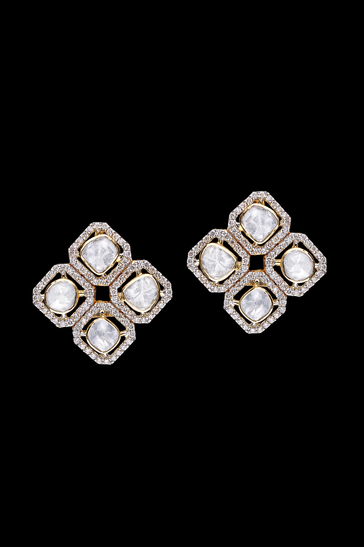 Radiant Quatrefoil Polki Earrings