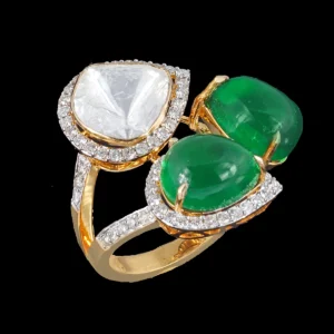 Regal Emerald Polki Ring